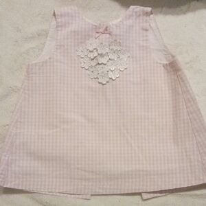Little Me Pink Gingham Camisole with Floral Detail